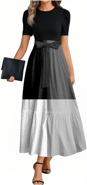 2025 Beach Dresses, Maxi Print Boho Jumpsuits for Women Spring Bow High Waisted Rompers for Women