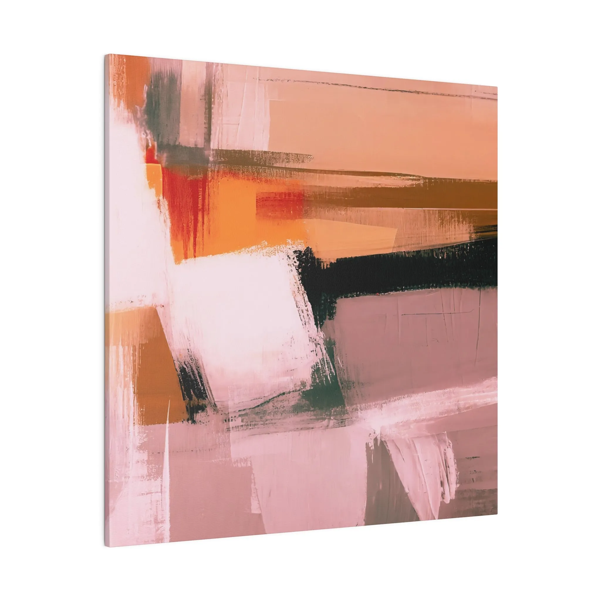 Abstract Artwork | Canvas Wall Art | Pink Peach Black