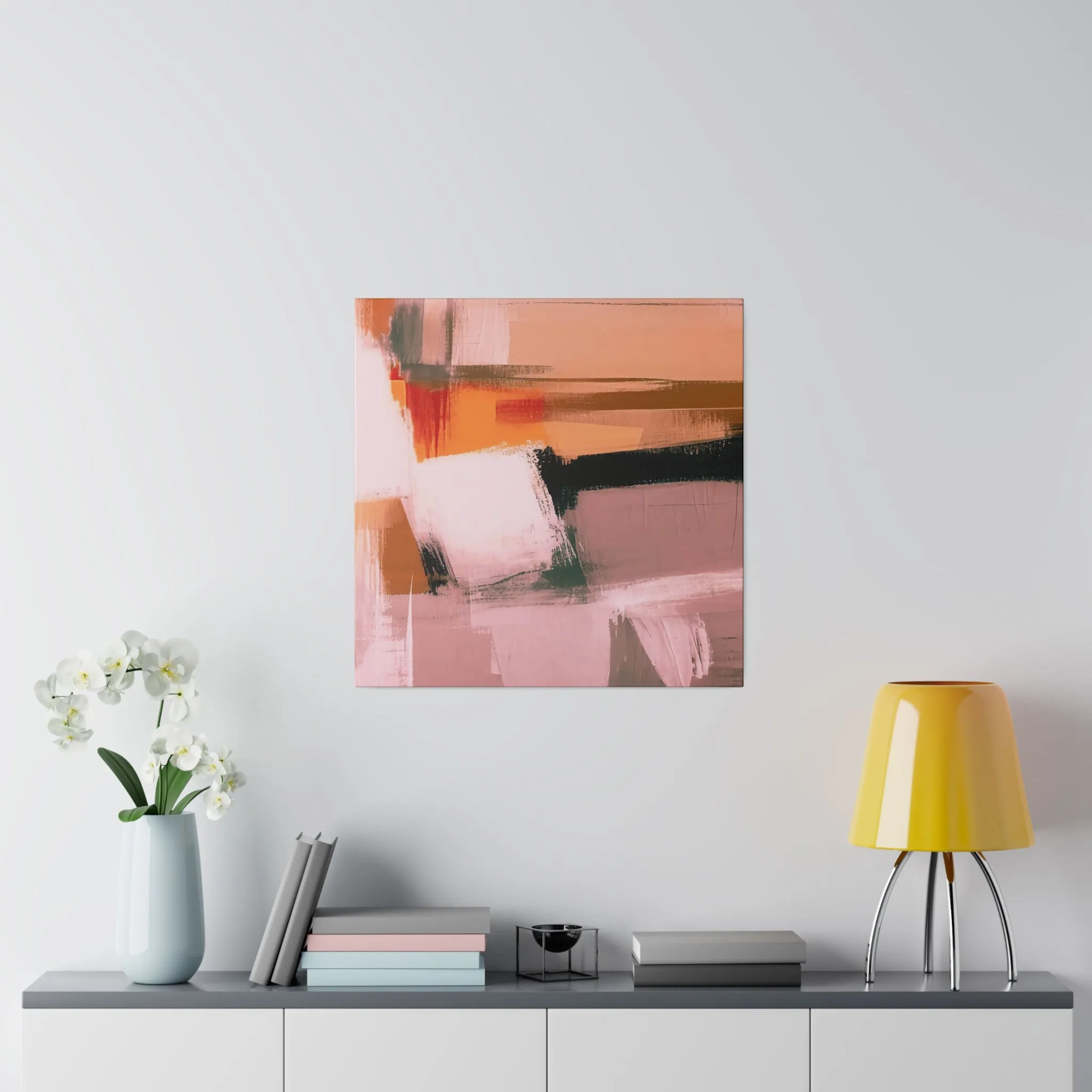 Abstract Artwork | Canvas Wall Art | Pink Peach Black