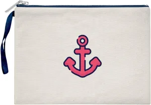 Bona Basics, Ladies Digital Printed Gabardine Clutches Everyday Fashion Beige Navy Blue Handle Zip Large