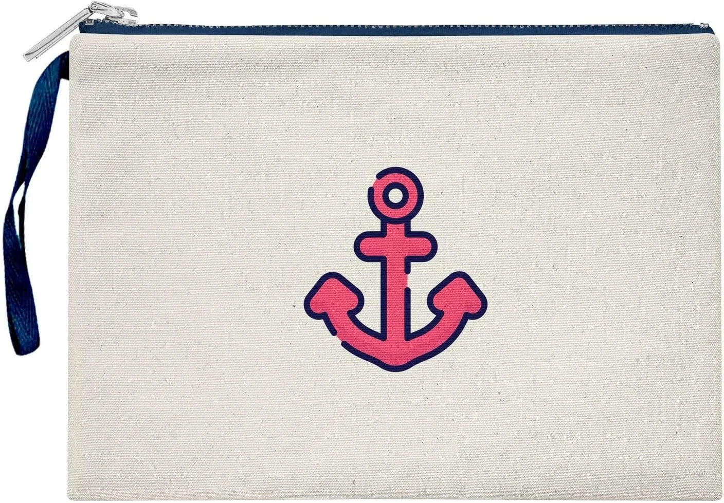 Bona Basics, Ladies Digital Printed Gabardine Clutches Everyday Fashion Beige Navy Blue Handle Zip Large