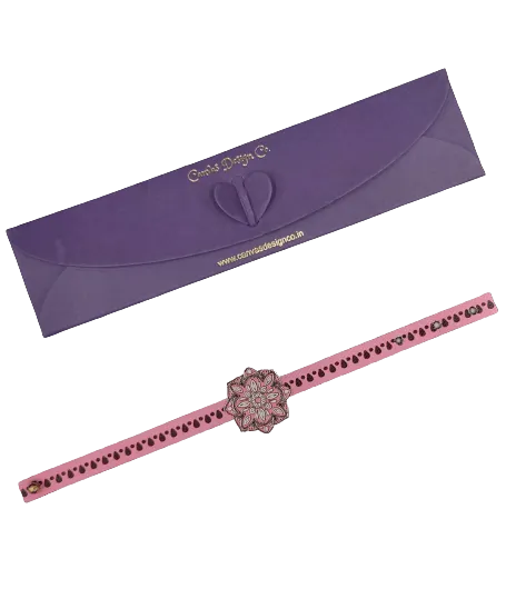 Canvas Design Mandala Pink Rakhi/Band For Kids Ages 3-12 Years