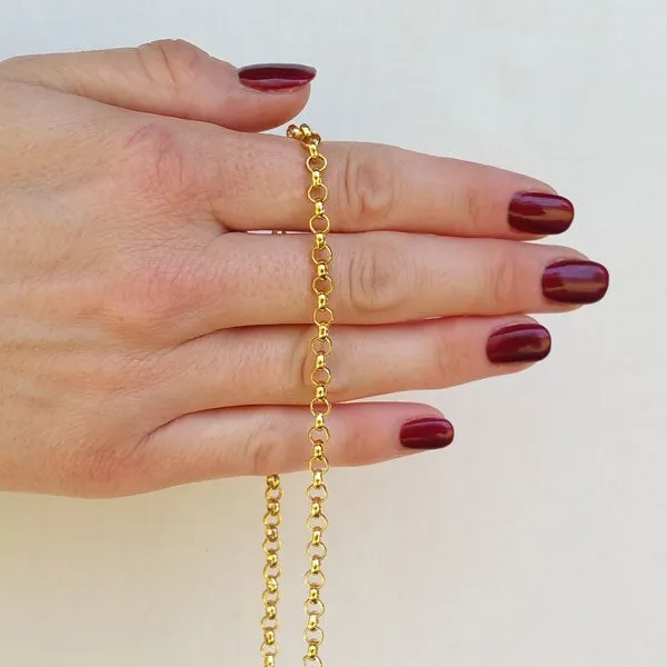 Classic Rolo Chain, Extra Petite, Gold-tone Finish - 3/16 inch (5mm) Wide Luxury Chain Strap - Handle to Crossbody Lengths