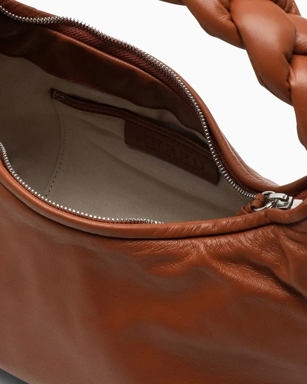 Espiga Braided Leather Top Handle Bag in Brown