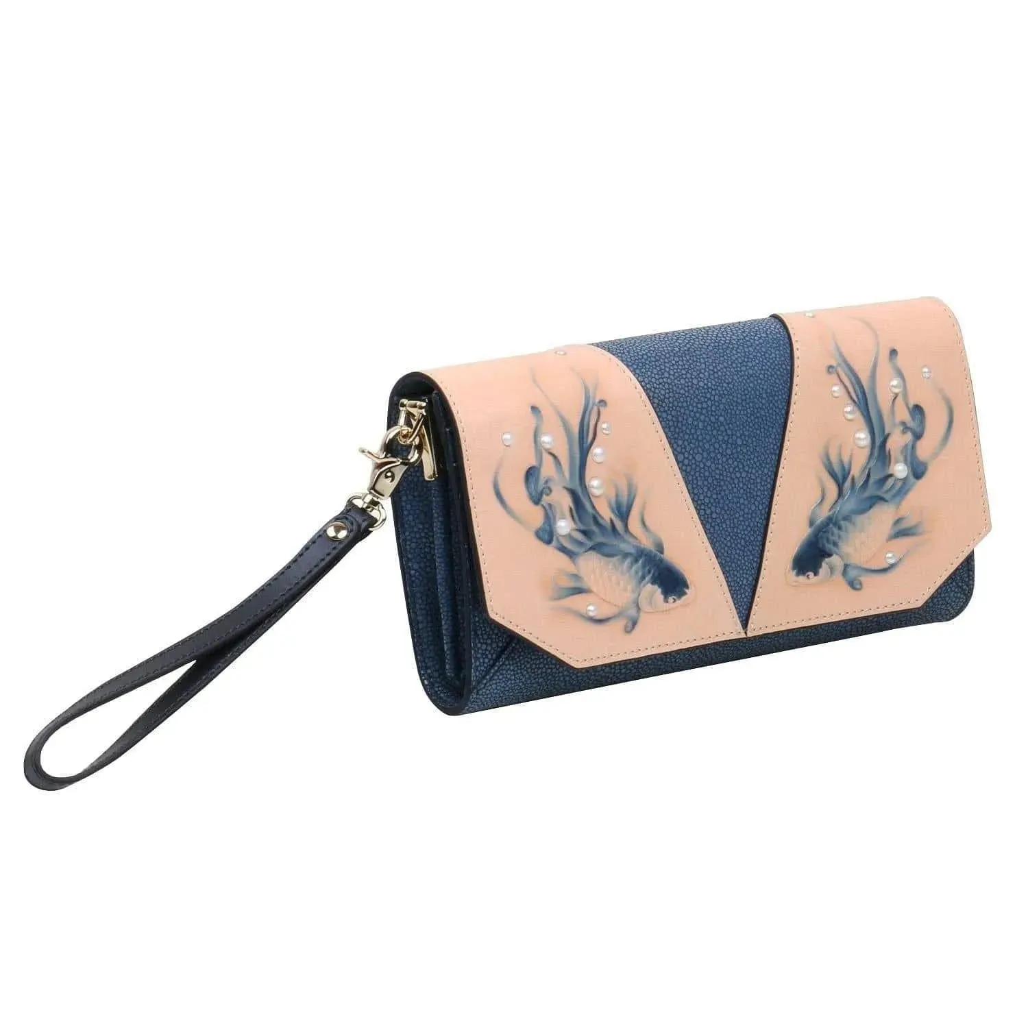 Fish Blue Crossbody Clutch Bag