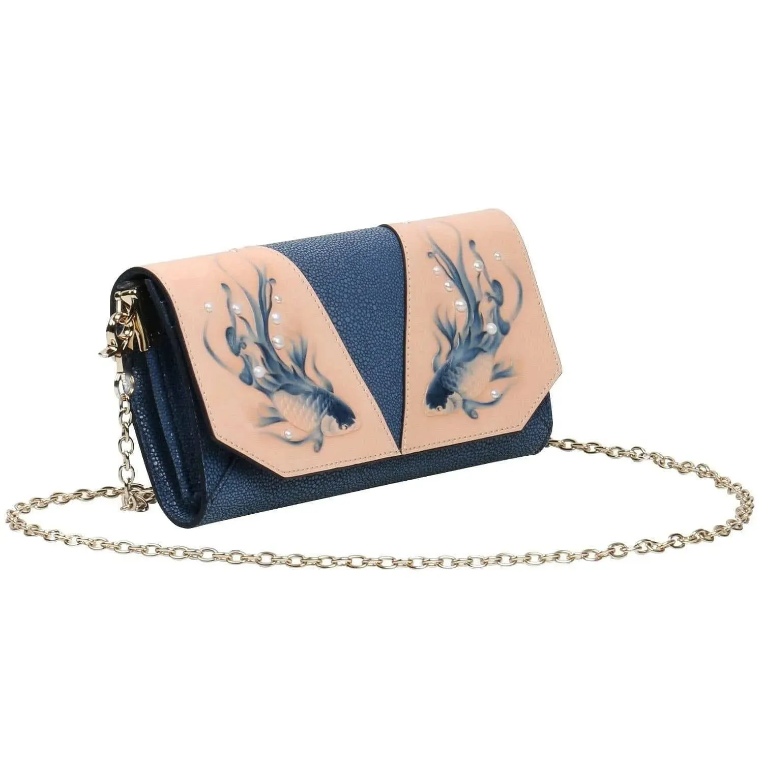 Fish Blue Crossbody Clutch Bag