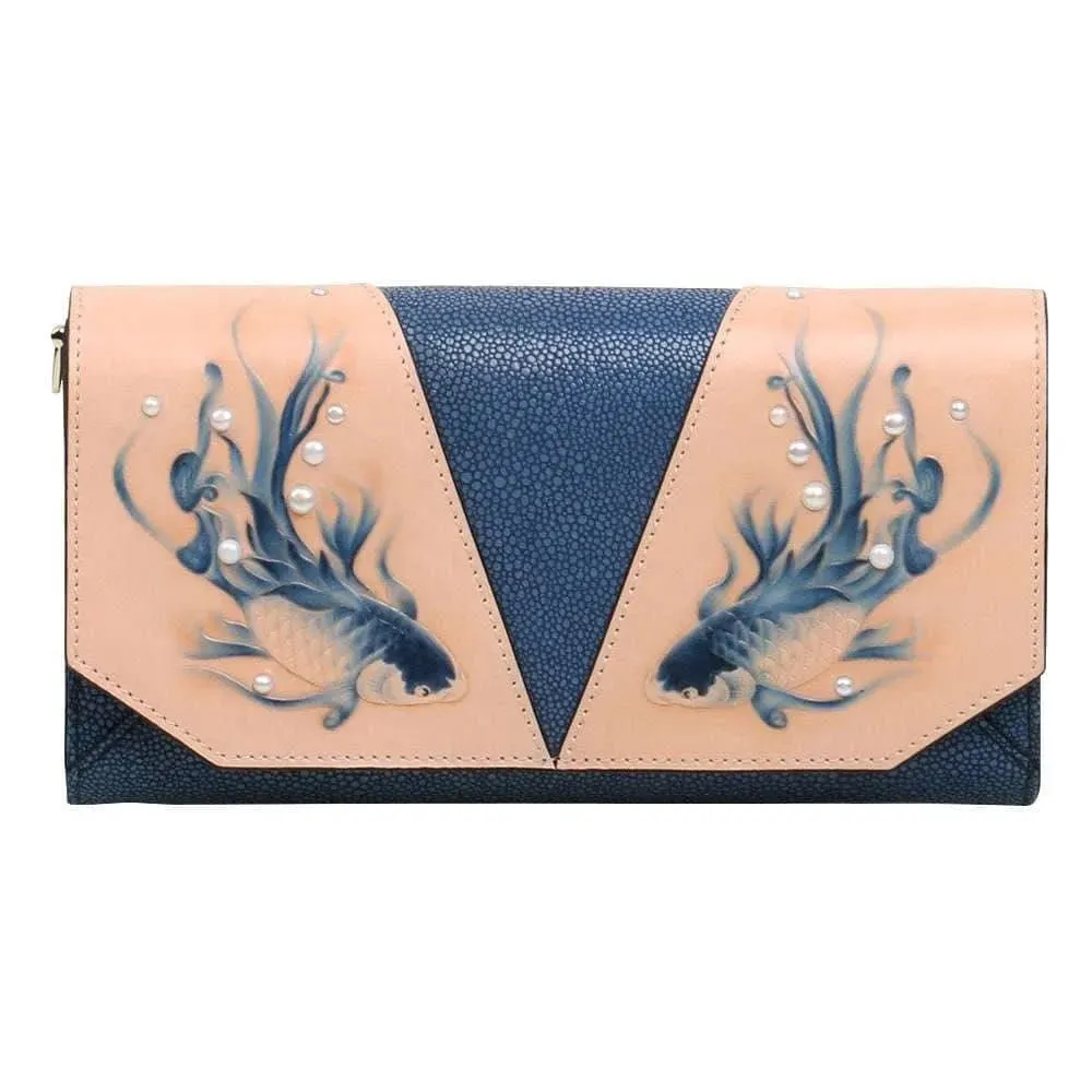 Fish Blue Crossbody Clutch Bag