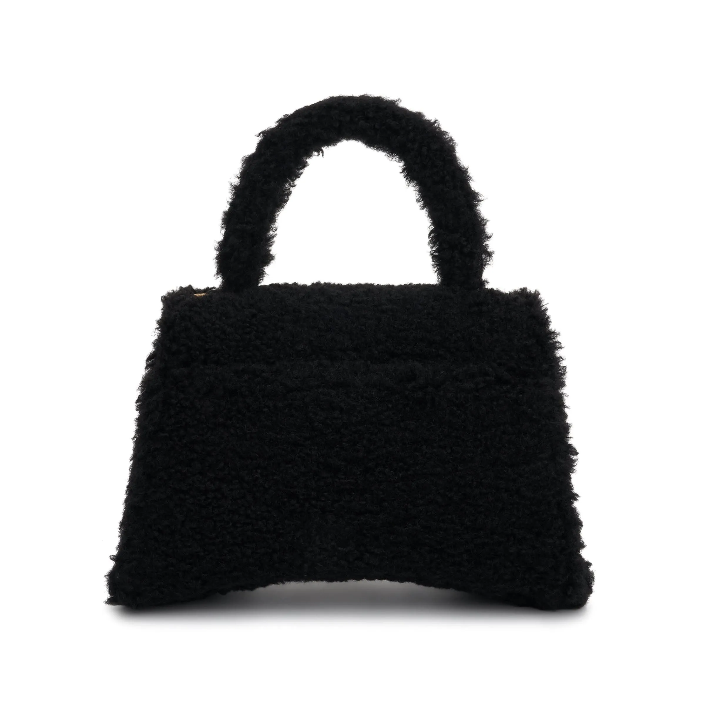 Furry Hourglass Small Handbag in Black