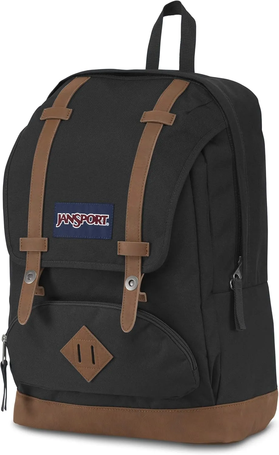JanSport Cortlandt Laptop Backpack, Black, 15” Laptop Sleeve-Synthetic Leather Shoulder Computer Bag with Large Compartment, Padded Straps- Rucksack for Men, Women