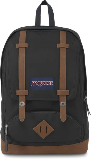 JanSport Cortlandt Laptop Backpack, Black, 15” Laptop Sleeve-Synthetic Leather Shoulder Computer Bag with Large Compartment, Padded Straps- Rucksack for Men, Women