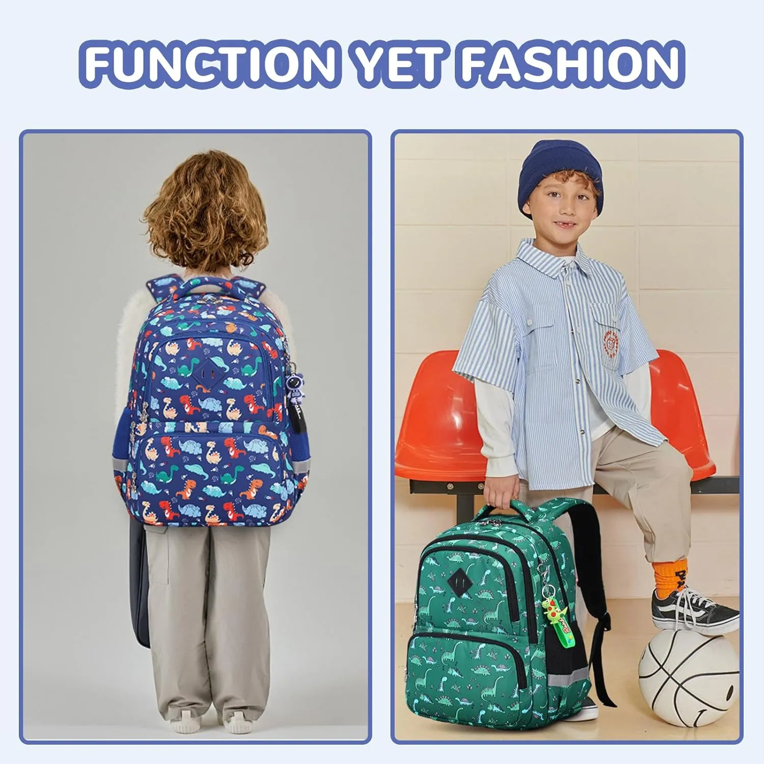 Kids Backpacks for Boys, Blue Dinosaur Elementary School Backpack, Lightweight Water Resistant Kindergarten Bookbag