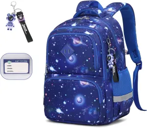 Kids Backpacks for Girls Boys, Blue Starry Sky Elementary School Backpack, Lightweight Water Resistant Kindergarten Bookbag