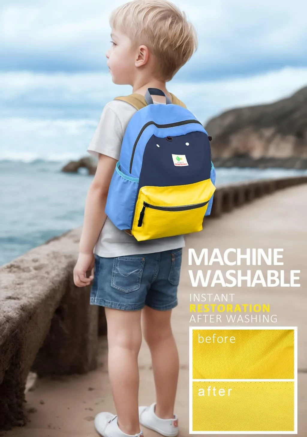 Kids Backpacks, Unisex, Multicolored, Medium, 13" H, 1L, Nylon, Modern, Cartoon, 3-5 Years, Elementary School, Travel, School