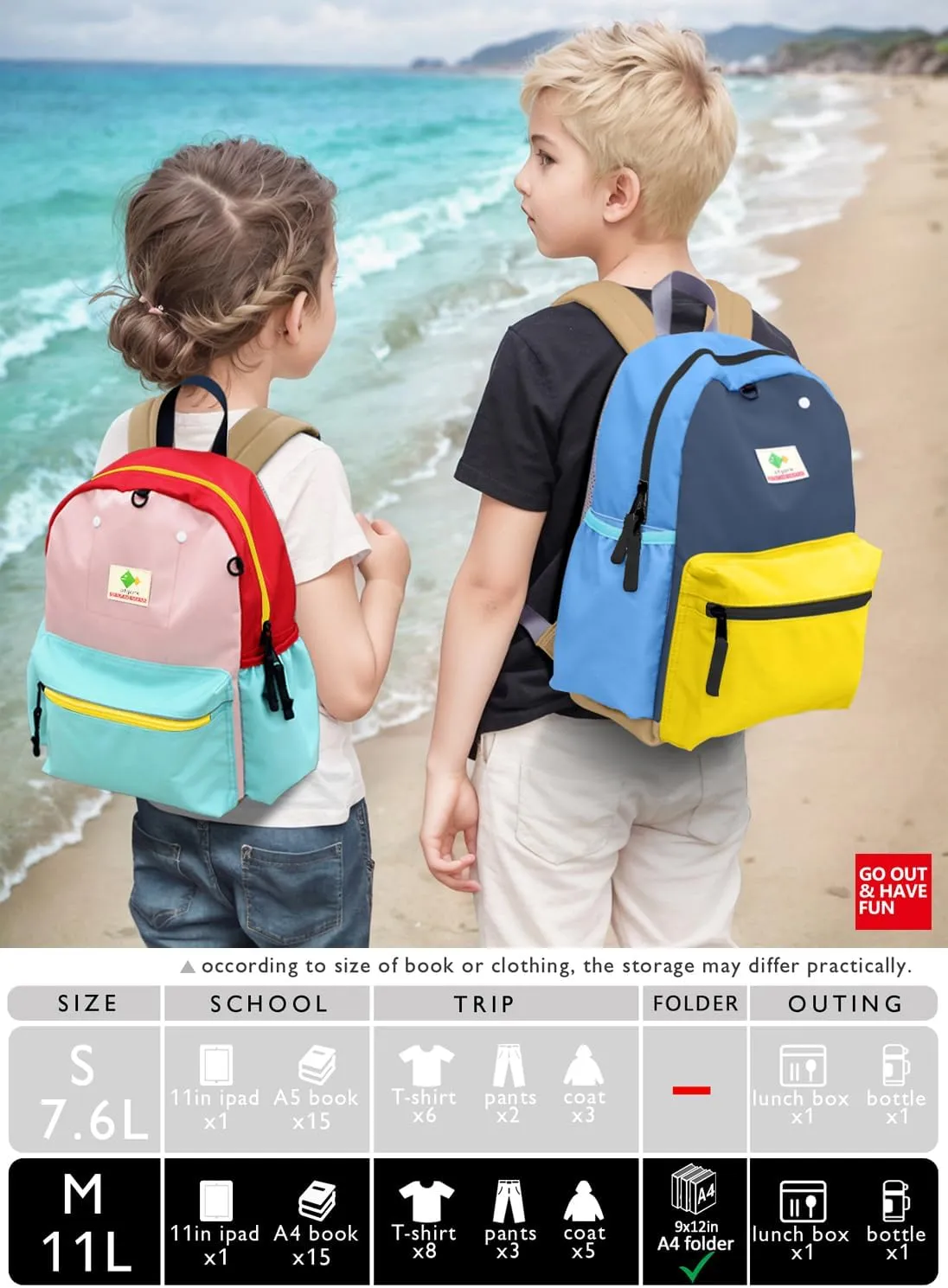 Kids Backpacks, Unisex, Multicolored, Medium, 13" H, 1L, Nylon, Modern, Cartoon, 3-5 Years, Elementary School, Travel, School