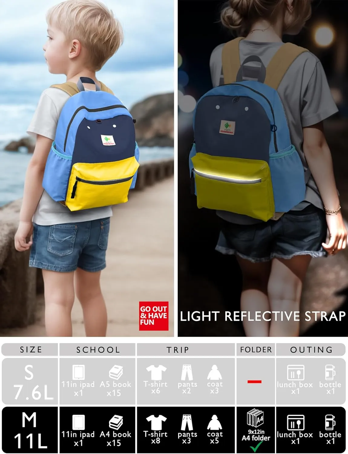 Kids Backpacks, Unisex, Multicolored, Medium, 13" H, 1L, Nylon, Modern, Cartoon, 3-5 Years, Elementary School, Travel, School