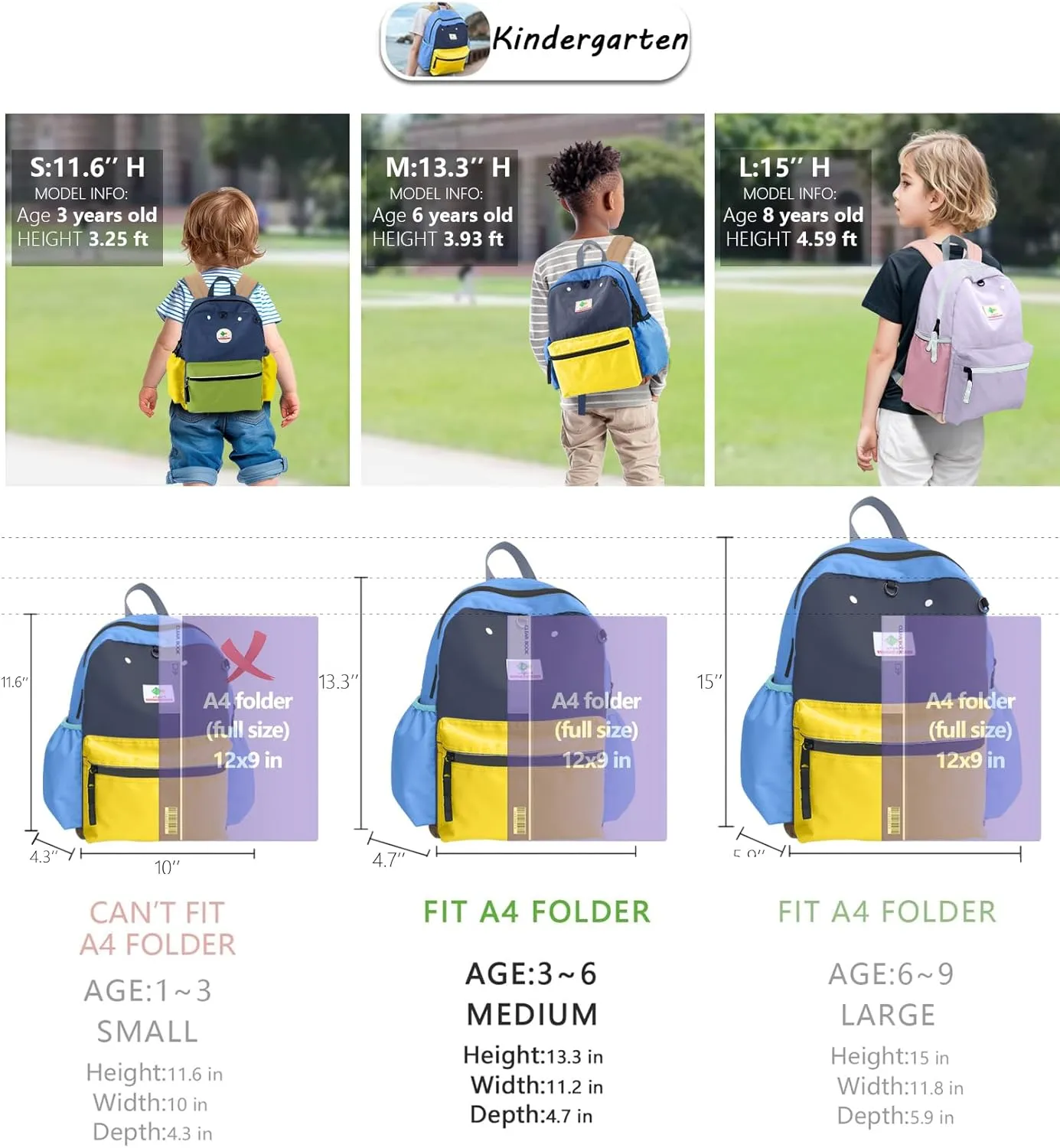 Kids Backpacks, Unisex, Multicolored, Medium, 13" H, 1L, Nylon, Modern, Cartoon, 3-5 Years, Elementary School, Travel, School