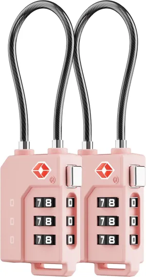 LUGGEX TSA Locks for Luggage, 2 Pack Combination Locks TSA Approved, Suitcases Locks, Ease of Use & Durable, Gift Box