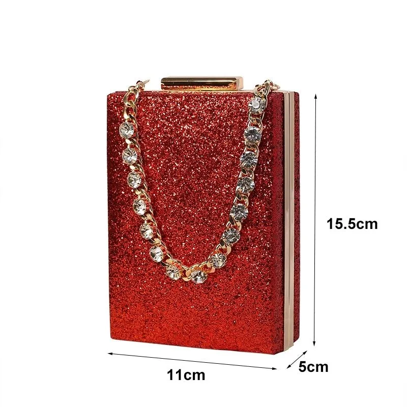 Luxy Moon Designer Handbags Wedding Rhinestone Chains Purses and Hand Bags