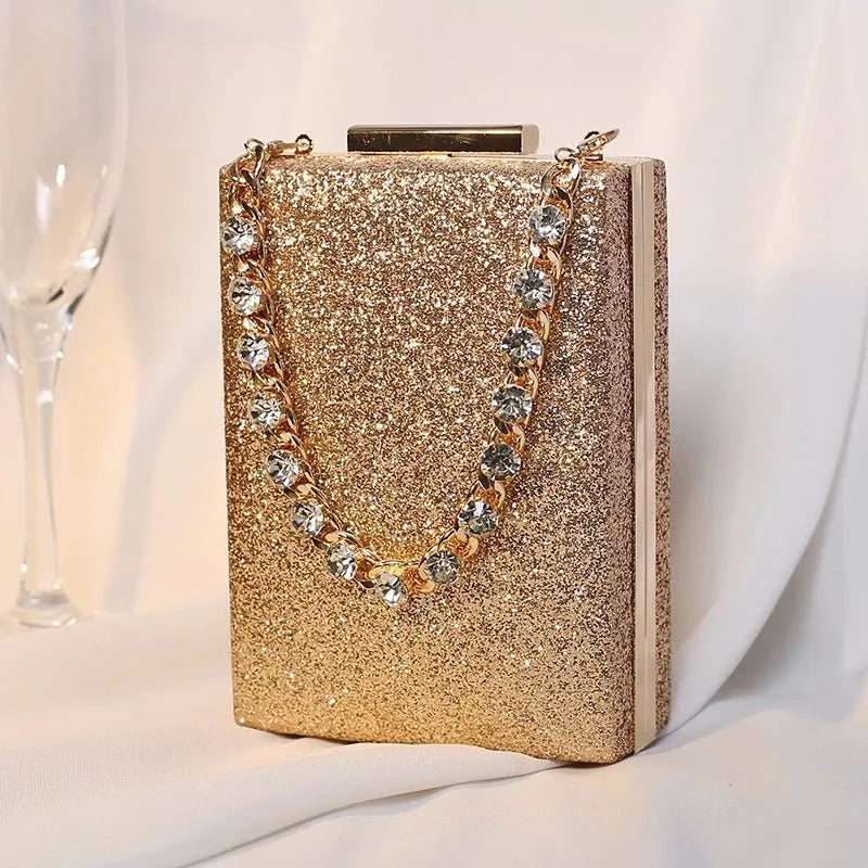 Luxy Moon Designer Handbags Wedding Rhinestone Chains Purses and Hand Bags
