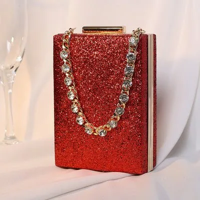 Luxy Moon Designer Handbags Wedding Rhinestone Chains Purses and Hand Bags