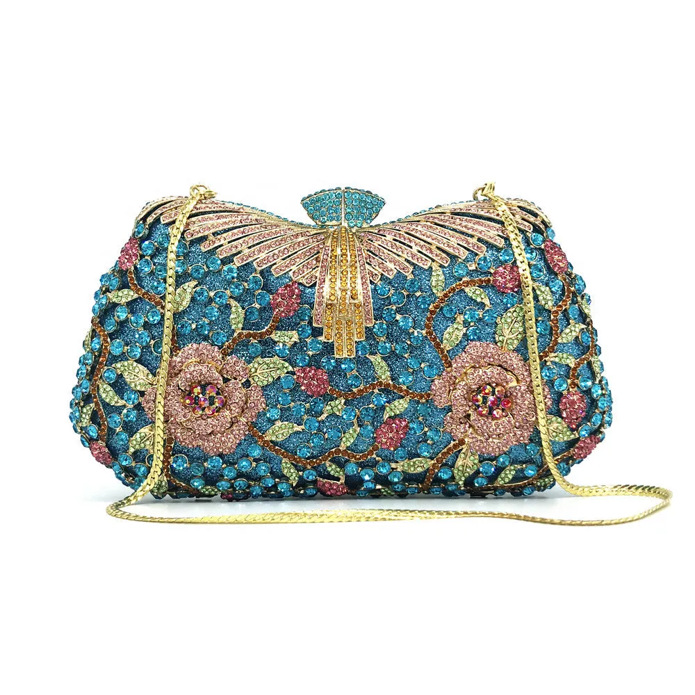 Luxy Moon Shiny Evening Clutch Exquisite Flower Banquet Bag
