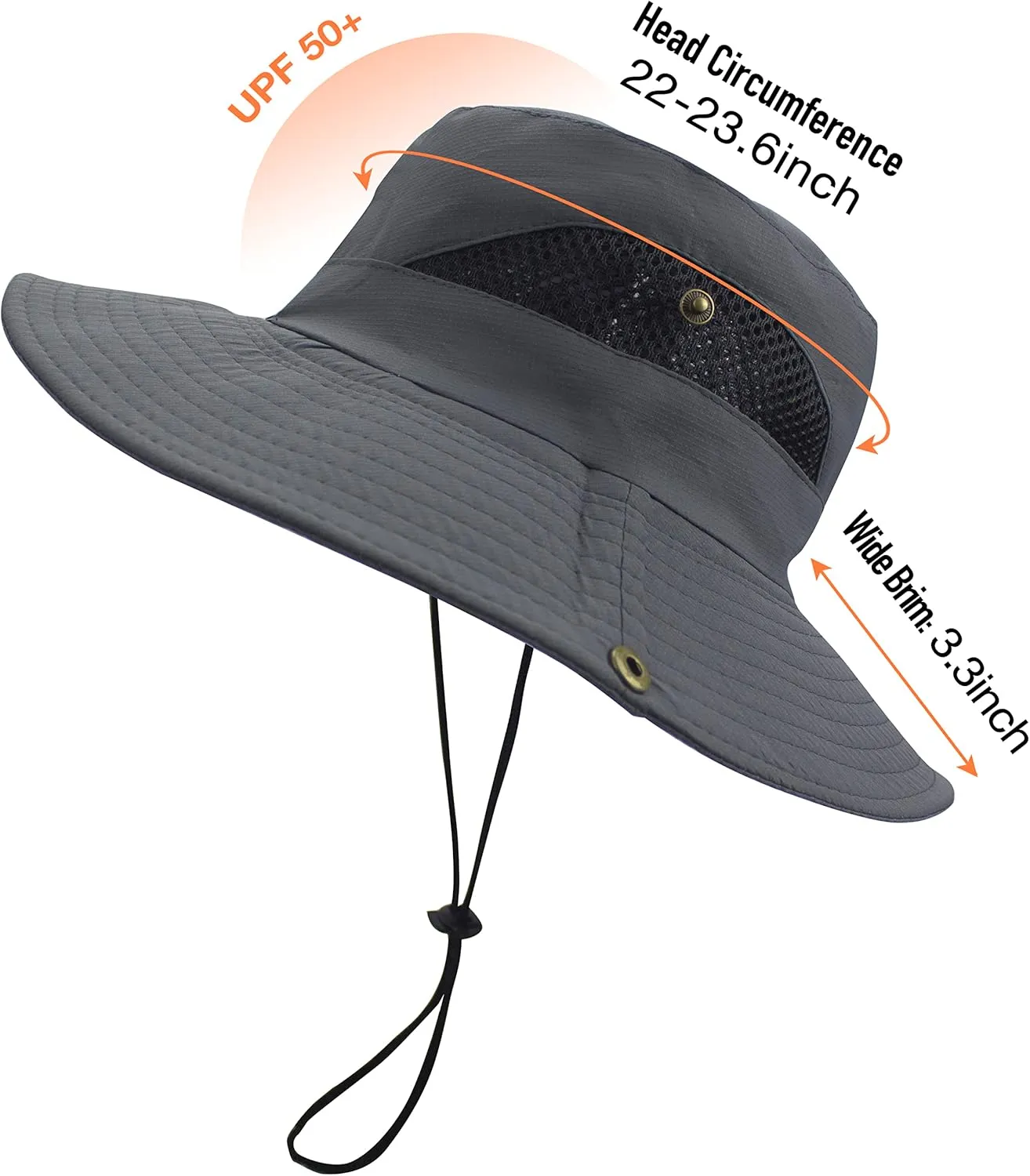 Men's Sun Hat Outdoor UPF50  Mesh Wide Brim Bucket Safari Cap Foldable Waterproof Boonie Fishing Hats