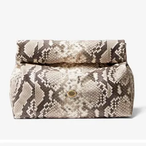 Michael Kors Monogramme Python Embossed Lunch Clutch, natural