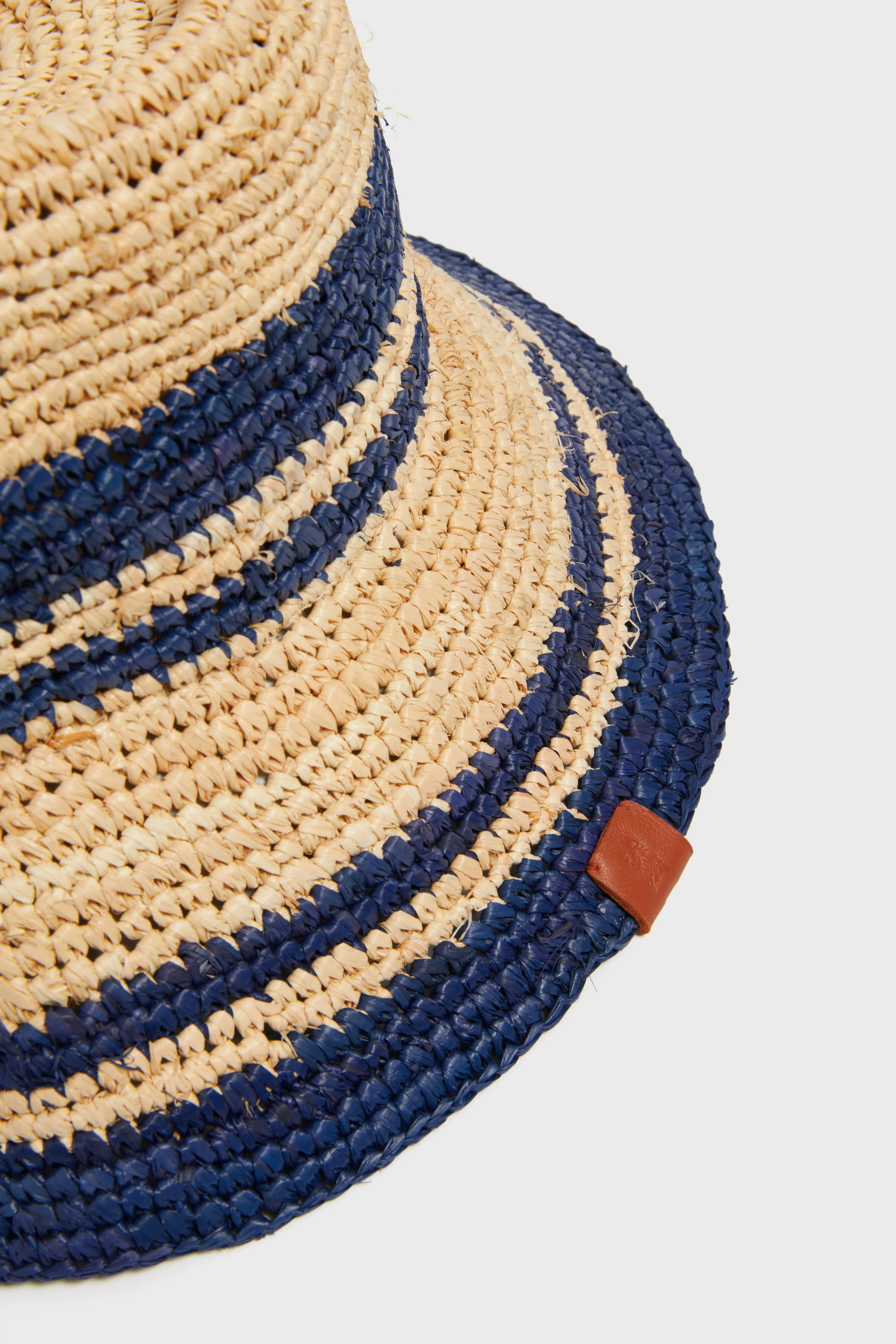Natural and Navy Raffia Bucket Hat