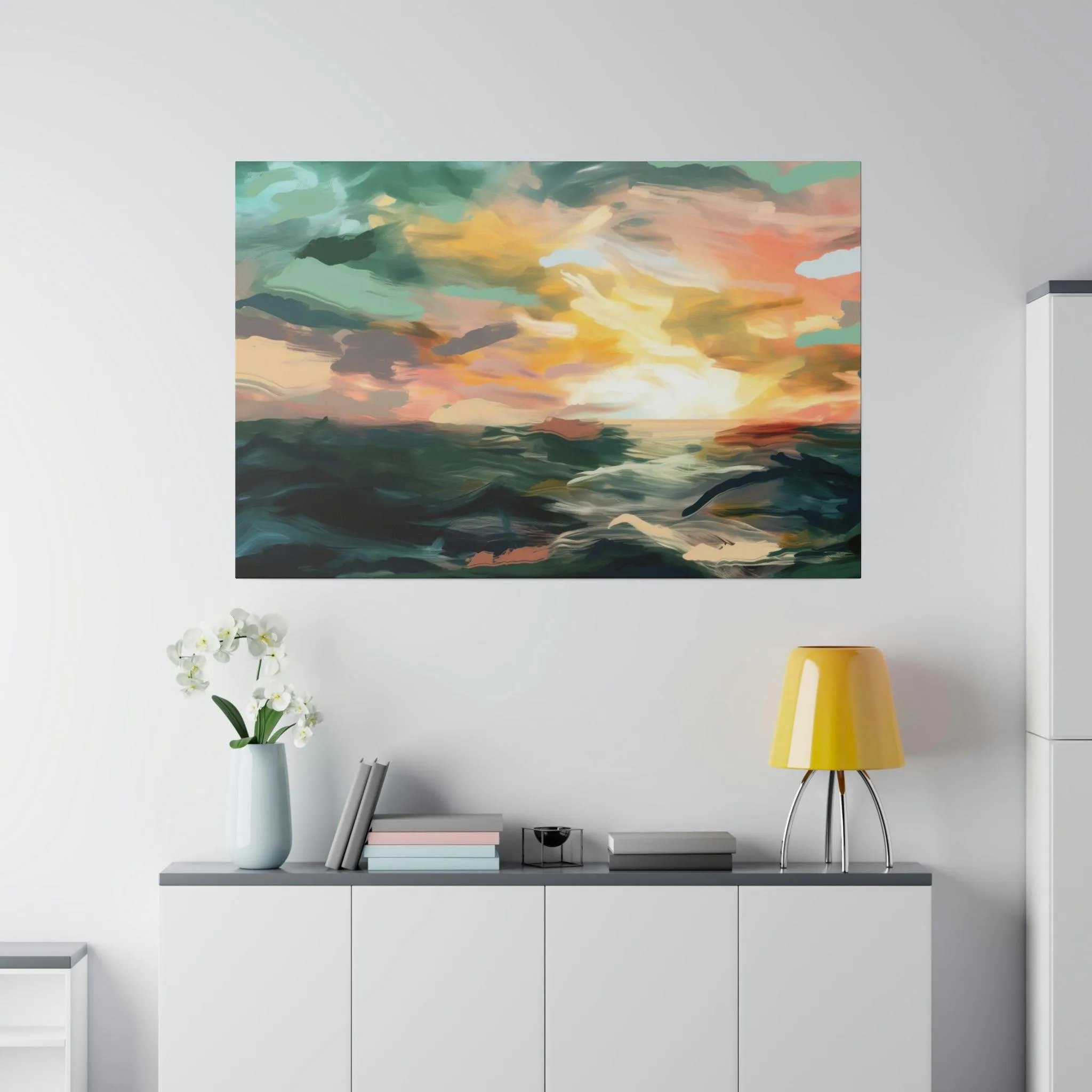 Ocean Sunset 3 Wall Art - Abstract Picture Canvas Print Wall Painting Modern Artwork Wall Art for Living Room Home Office Décor