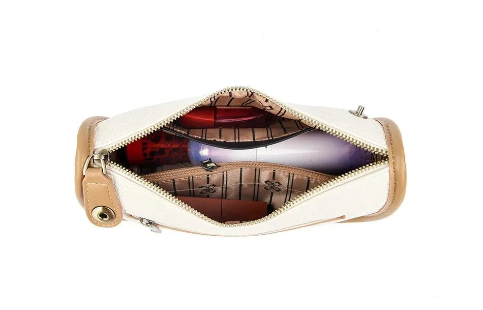 Solid Simple Sling Bag Soft Leather Zipper Crossbody Wallet Purses
