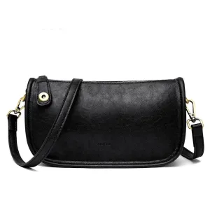 Solid Simple Sling Bag Soft Leather Zipper Crossbody Wallet Purses
