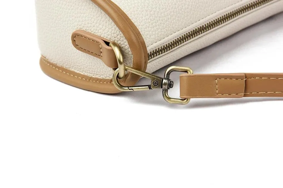 Solid Simple Sling Bag Soft Leather Zipper Crossbody Wallet Purses