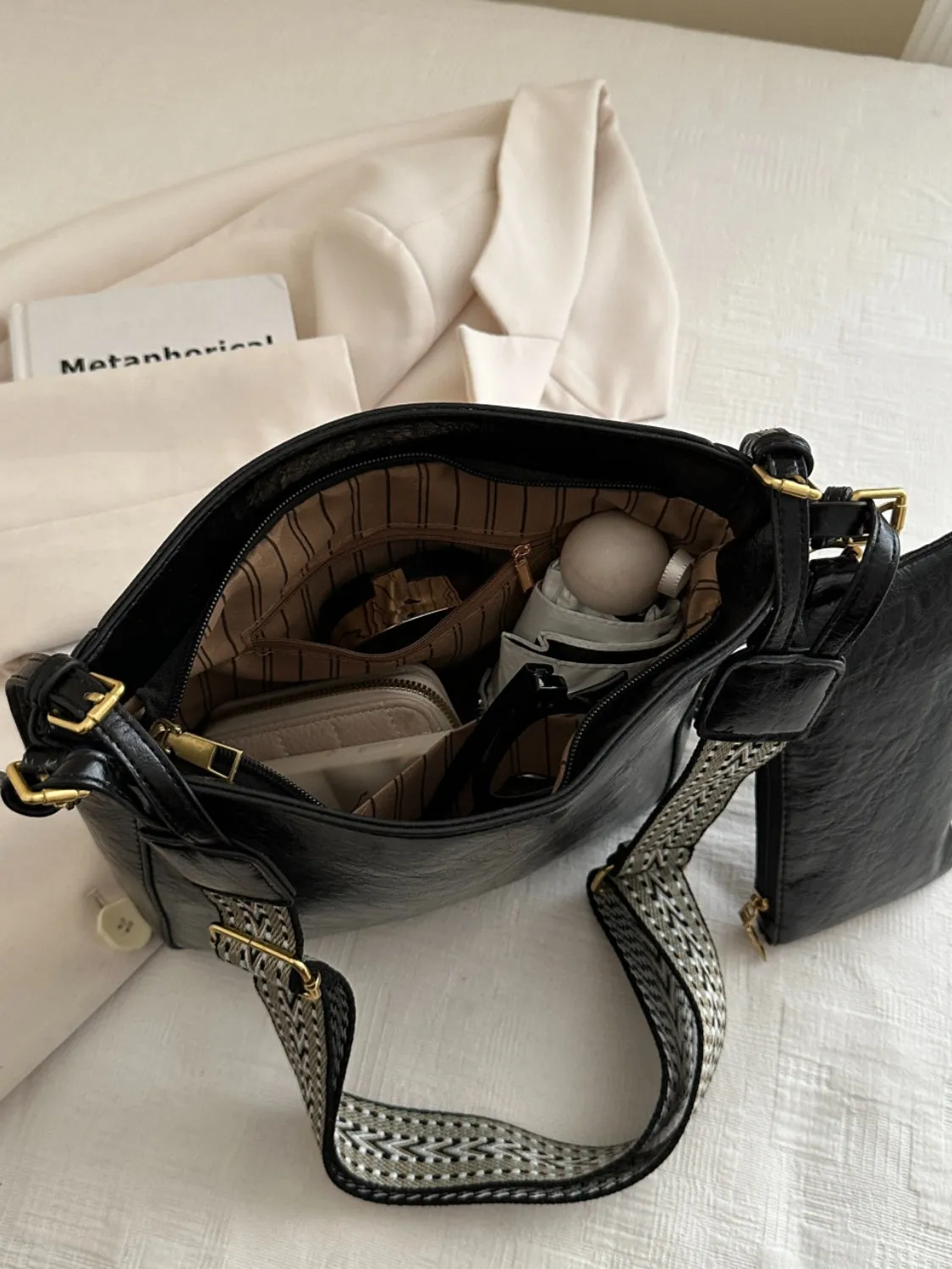 Synthetic Leather Adjustable Strap Crossbody Bag with Pouch | Crossbody Bags