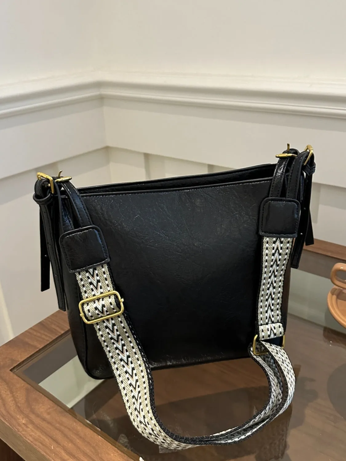 Synthetic Leather Adjustable Strap Crossbody Bag with Pouch | Crossbody Bags