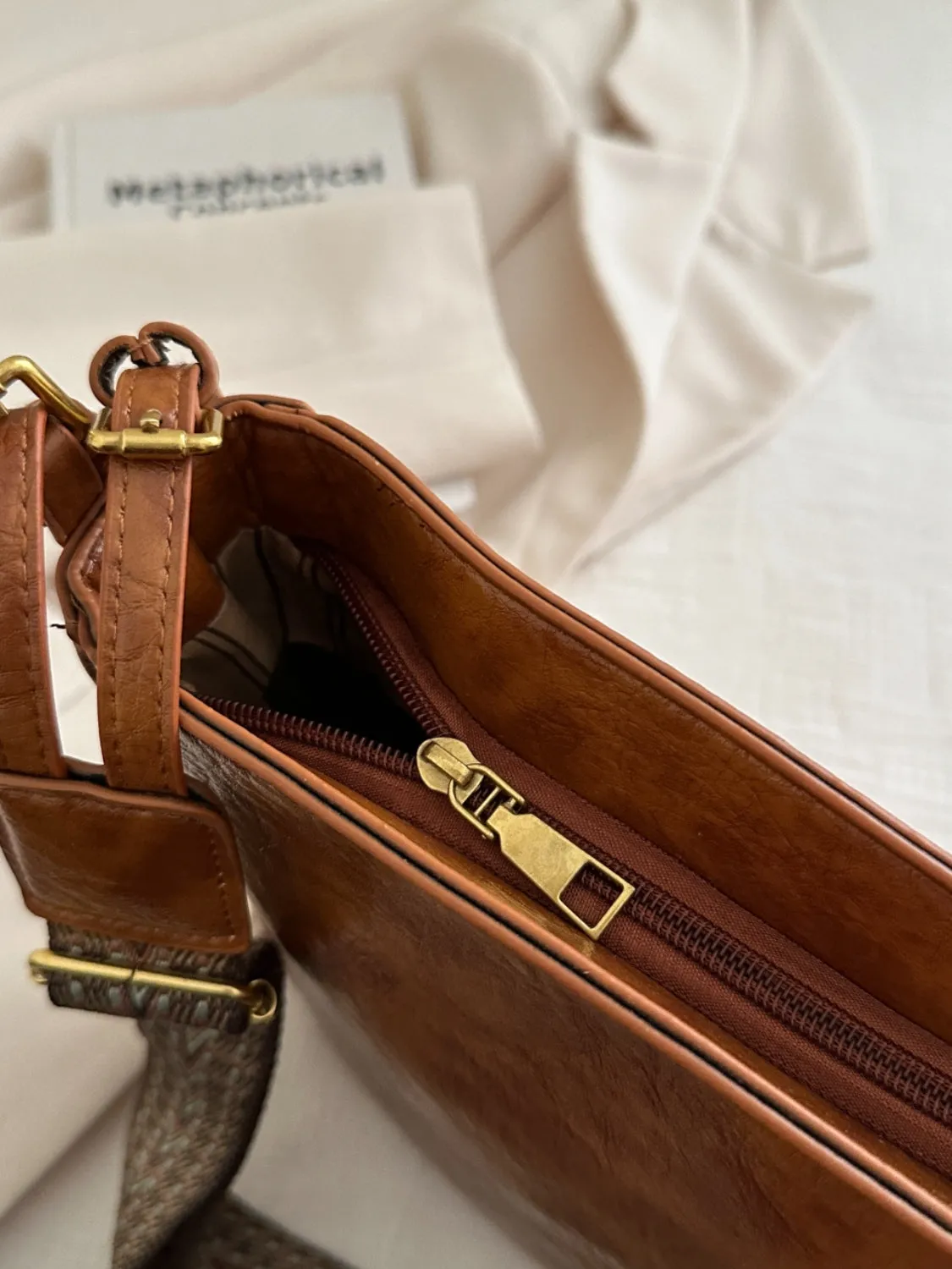 Synthetic Leather Adjustable Strap Crossbody Bag with Pouch | Crossbody Bags