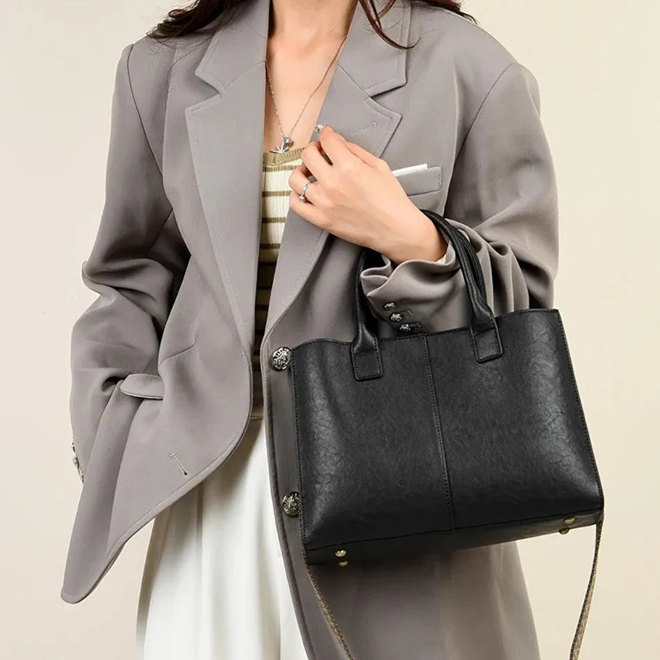 Tote Handbags Medium Leather Multifunction Zipper Pockets Crossbody Purses