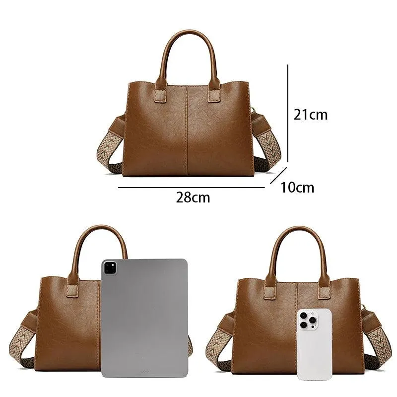 Tote Handbags Medium Leather Multifunction Zipper Pockets Crossbody Purses