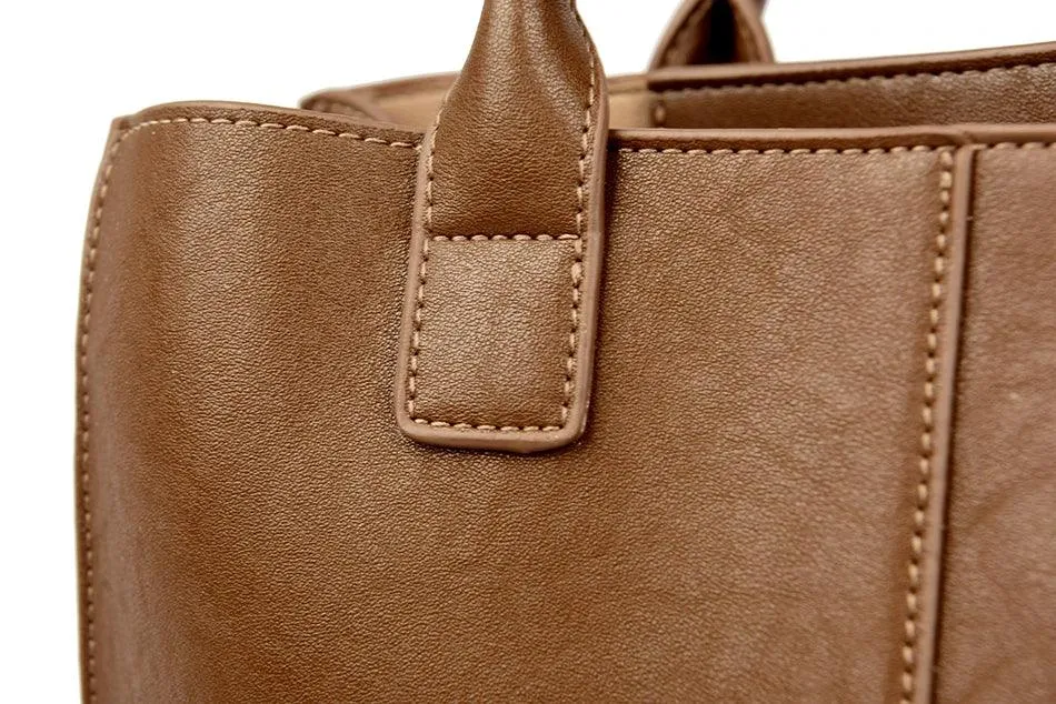 Tote Handbags Medium Leather Multifunction Zipper Pockets Crossbody Purses