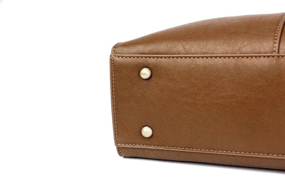 Tote Handbags Medium Leather Multifunction Zipper Pockets Crossbody Purses