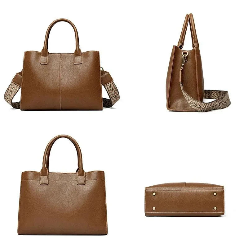 Tote Handbags Medium Leather Multifunction Zipper Pockets Crossbody Purses