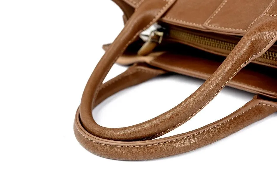 Tote Handbags Medium Leather Multifunction Zipper Pockets Crossbody Purses