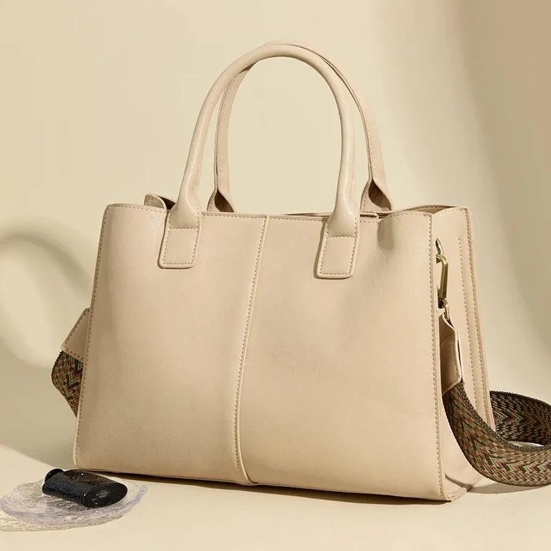 Tote Handbags Medium Leather Multifunction Zipper Pockets Crossbody Purses
