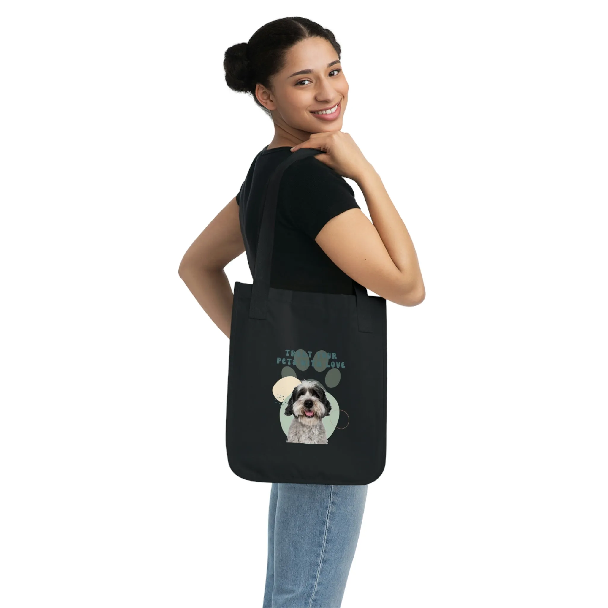 Treat your pets with love Dog POD Organic Canvas Tote Bag