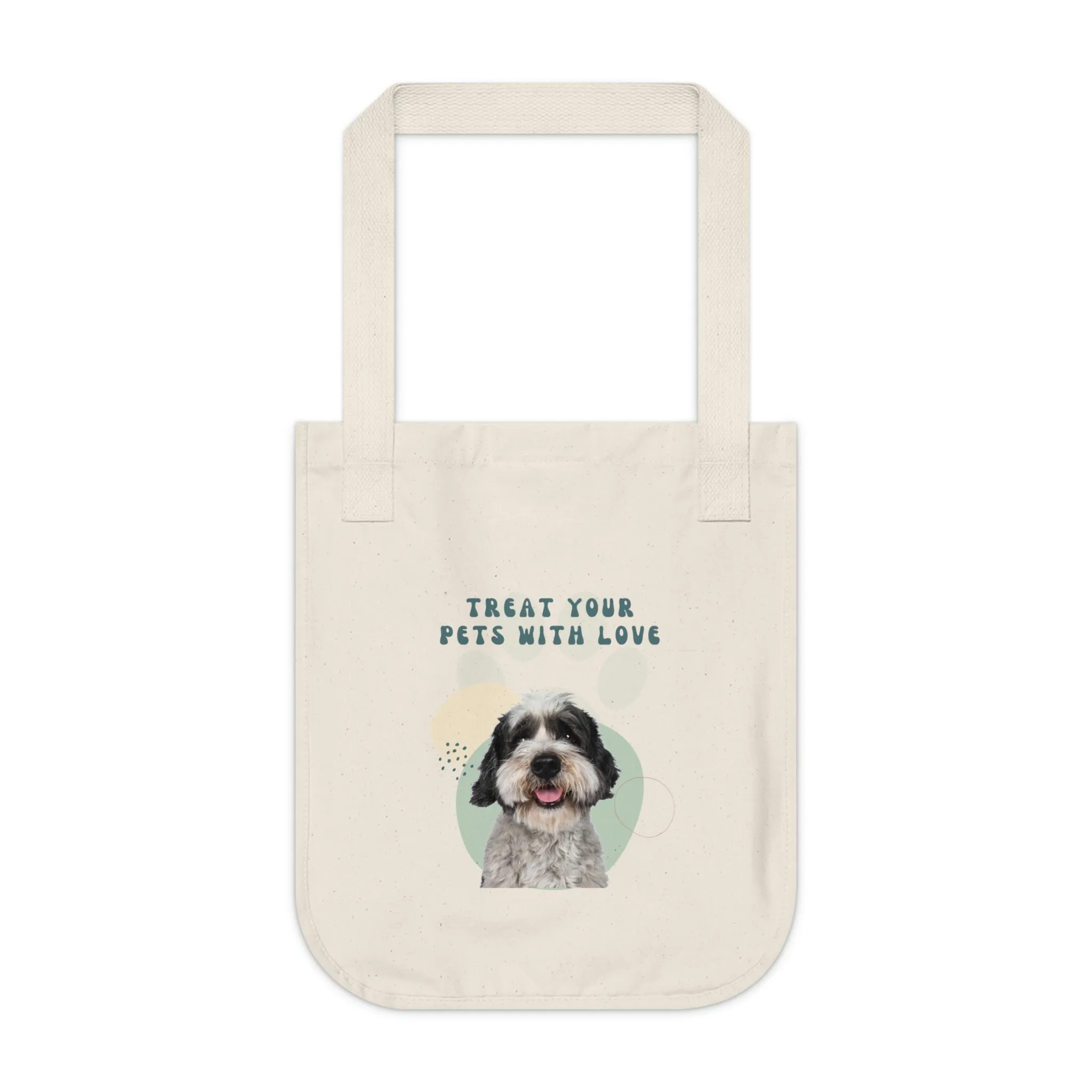 Treat your pets with love Dog POD Organic Canvas Tote Bag