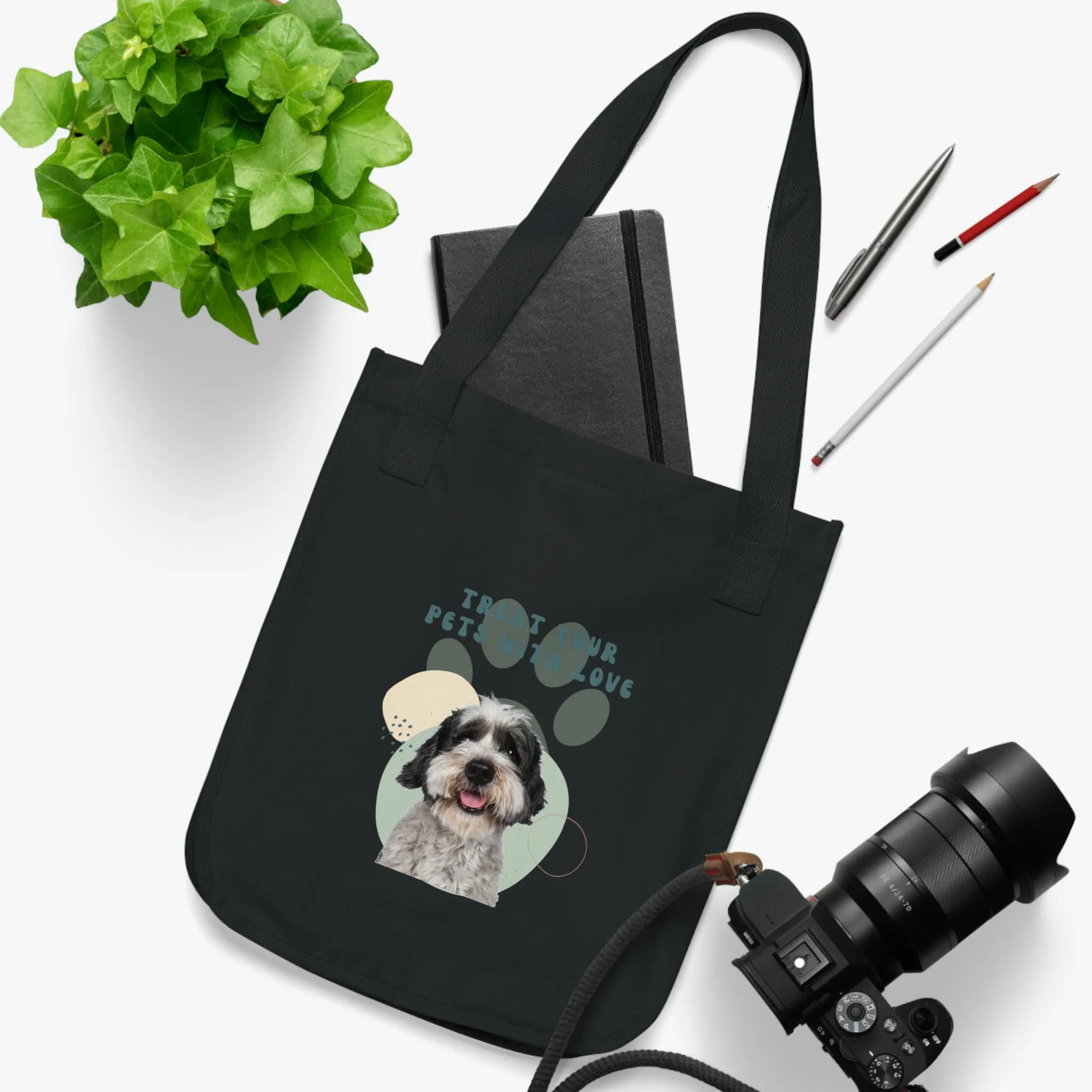 Treat your pets with love Dog POD Organic Canvas Tote Bag