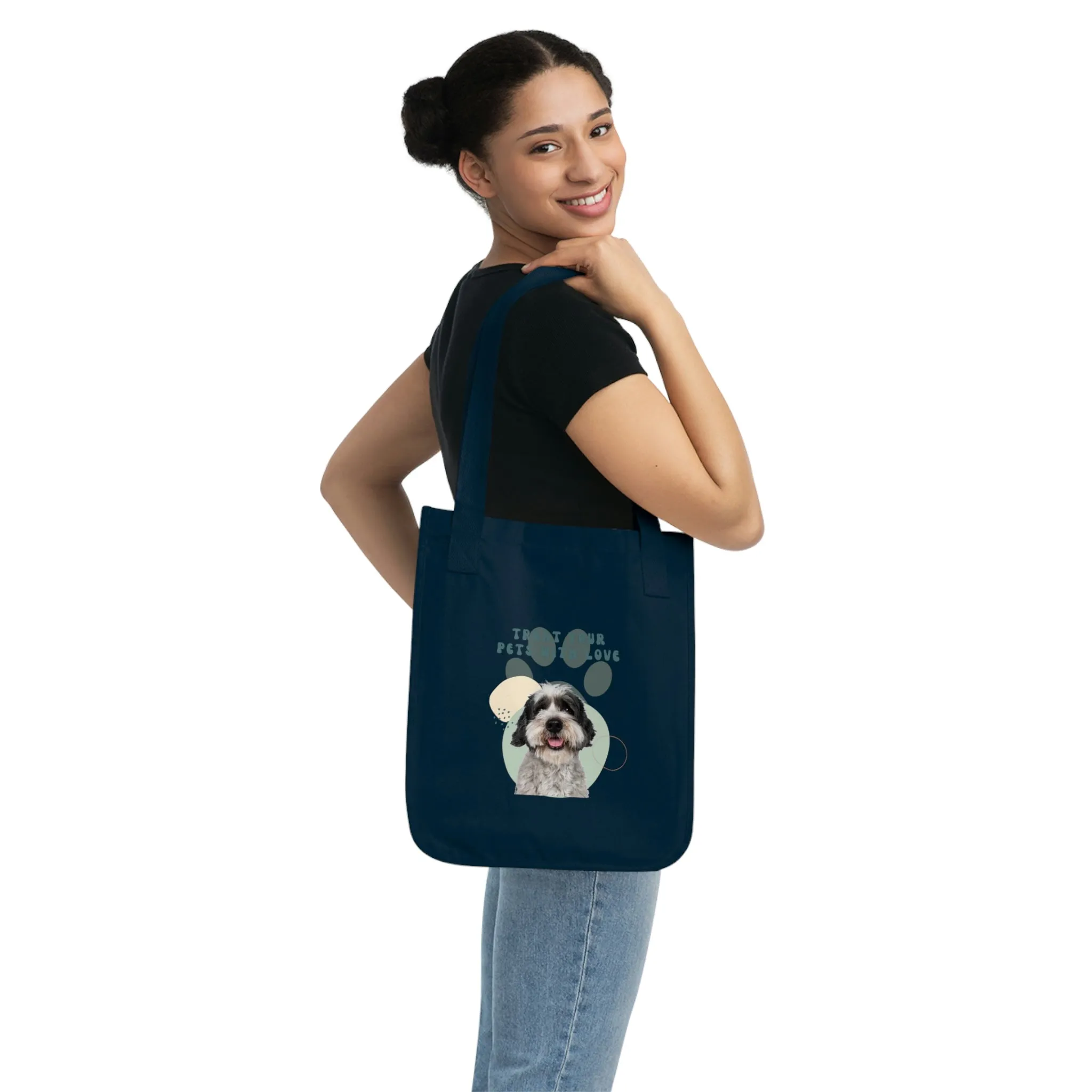 Treat your pets with love Dog POD Organic Canvas Tote Bag