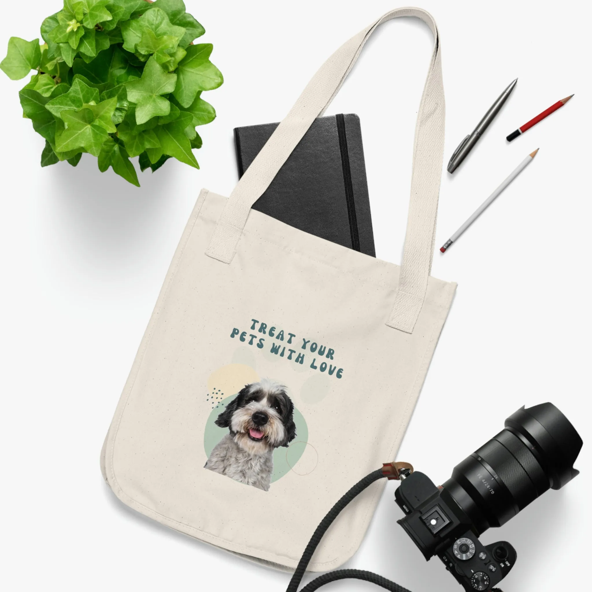 Treat your pets with love Dog POD Organic Canvas Tote Bag
