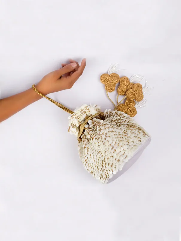 White Champa Potli Bag