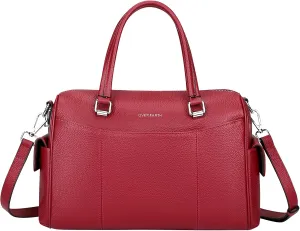 XXGJOALD-Genuine Leather Satchel Purse for Women Women's Top-Handle Shoulder Handbags (O208E Black)